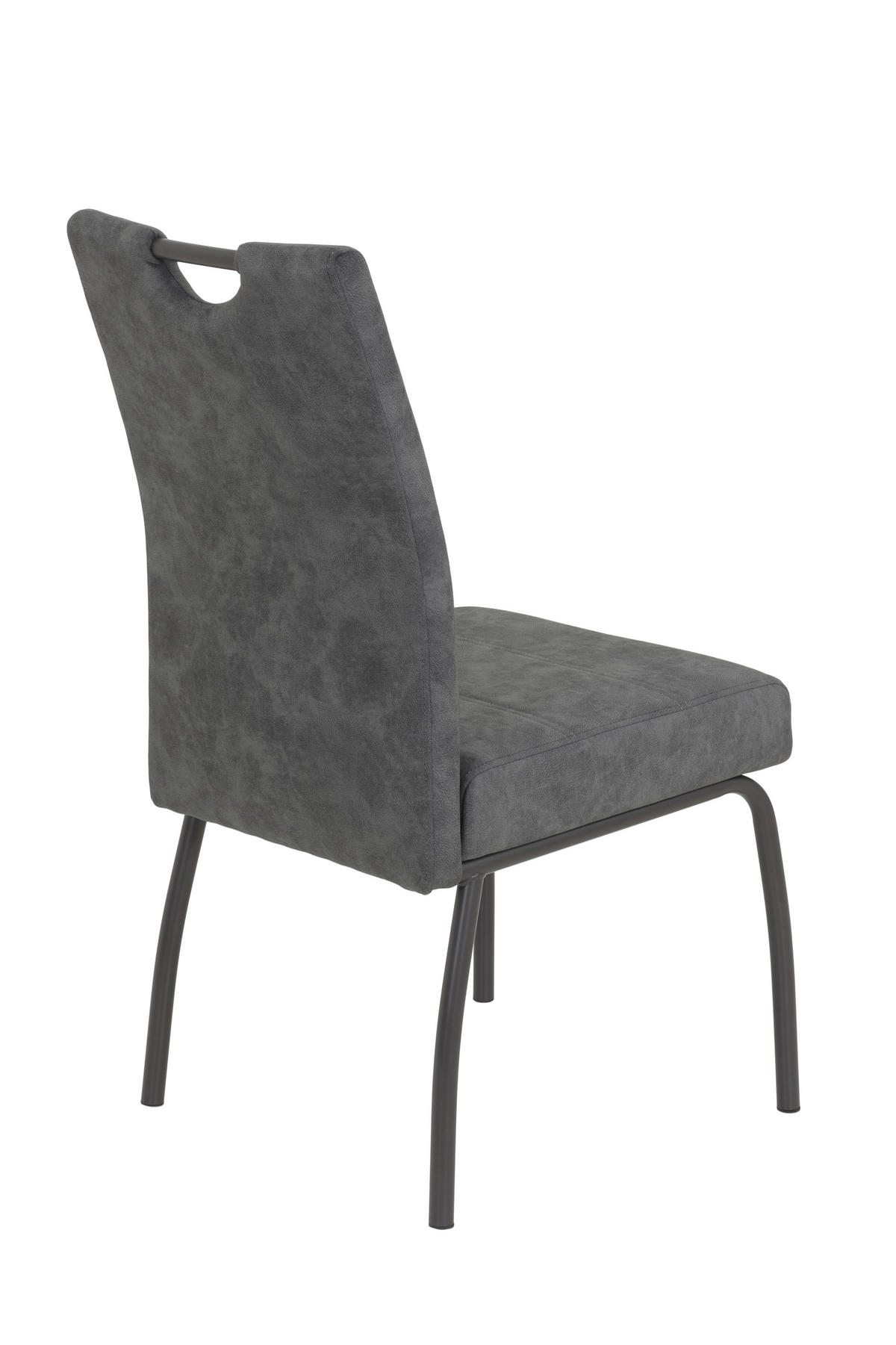 STUHL-SET 2 Stück  in Stahl Samt, Mikrofaser  - Anthrazit/Grau, MODERN, Textil/Metall (50/97/62cm) - MID.YOU