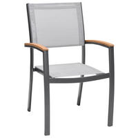 Scaun stivuibil in lemn, metal, textil gri, gri deschis, culoare lemn tec  - gri deschis/culoare lemn tec, Design, lemn/metal (61,8/92,5/58,3cm) - Ambia Garden