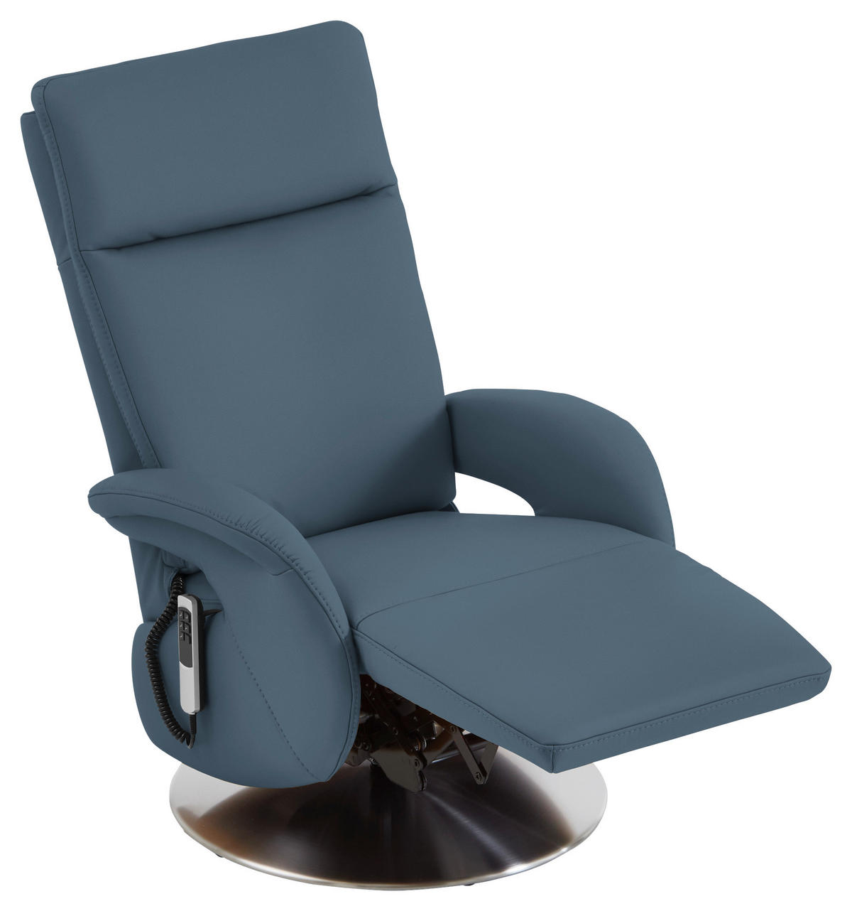 RELAXSESSEL in Leder Blau  - Blau/Edelstahlfarben, Design, Leder/Metall (70/108/80cm) - Cantus