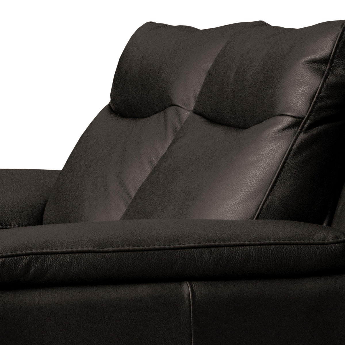 2,5-SITZER 216/95/96 cm PERLE in Echtleder Dunkelbraun   - Chromfarben/Dunkelbraun, Design, Leder/Metall (216/95/96cm) - Livetastic