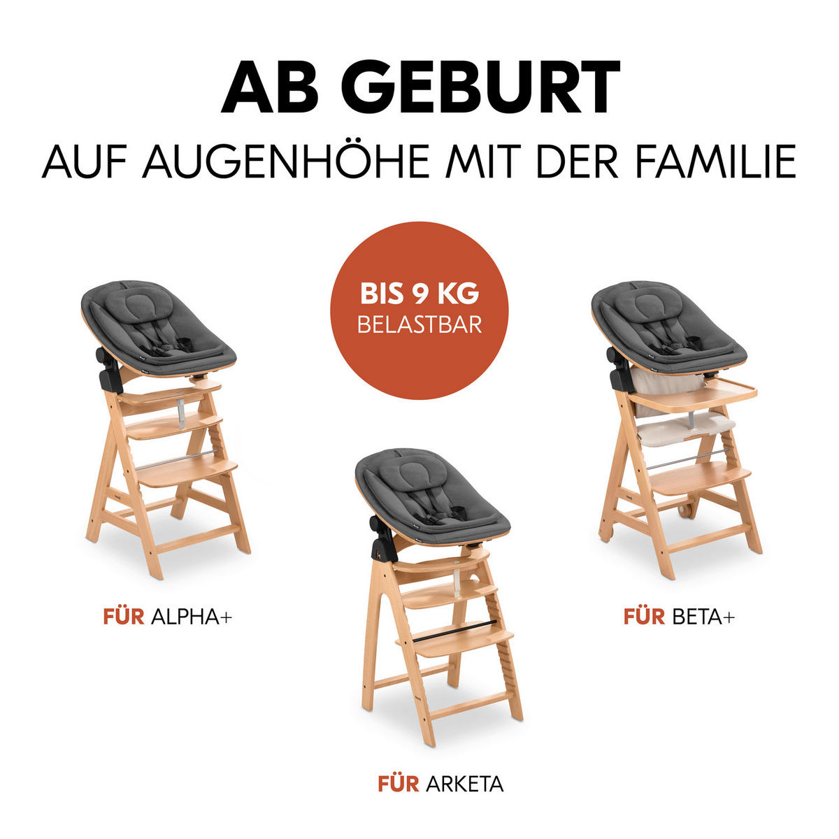 HOCHSTUHLLIEGE Highchair Bouncer Eco  - Dunkelgrau/Buchefarben, Basics, Holz/Textil (50/40/66cm) - Hauck
