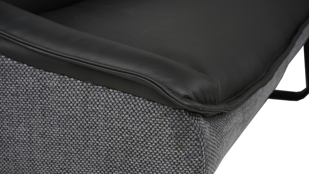 ECKBANK 237/178 cm Struktur Echtleder Schwarz   - Schwarz, Design, Leder/Textil (237/178cm) - Novel