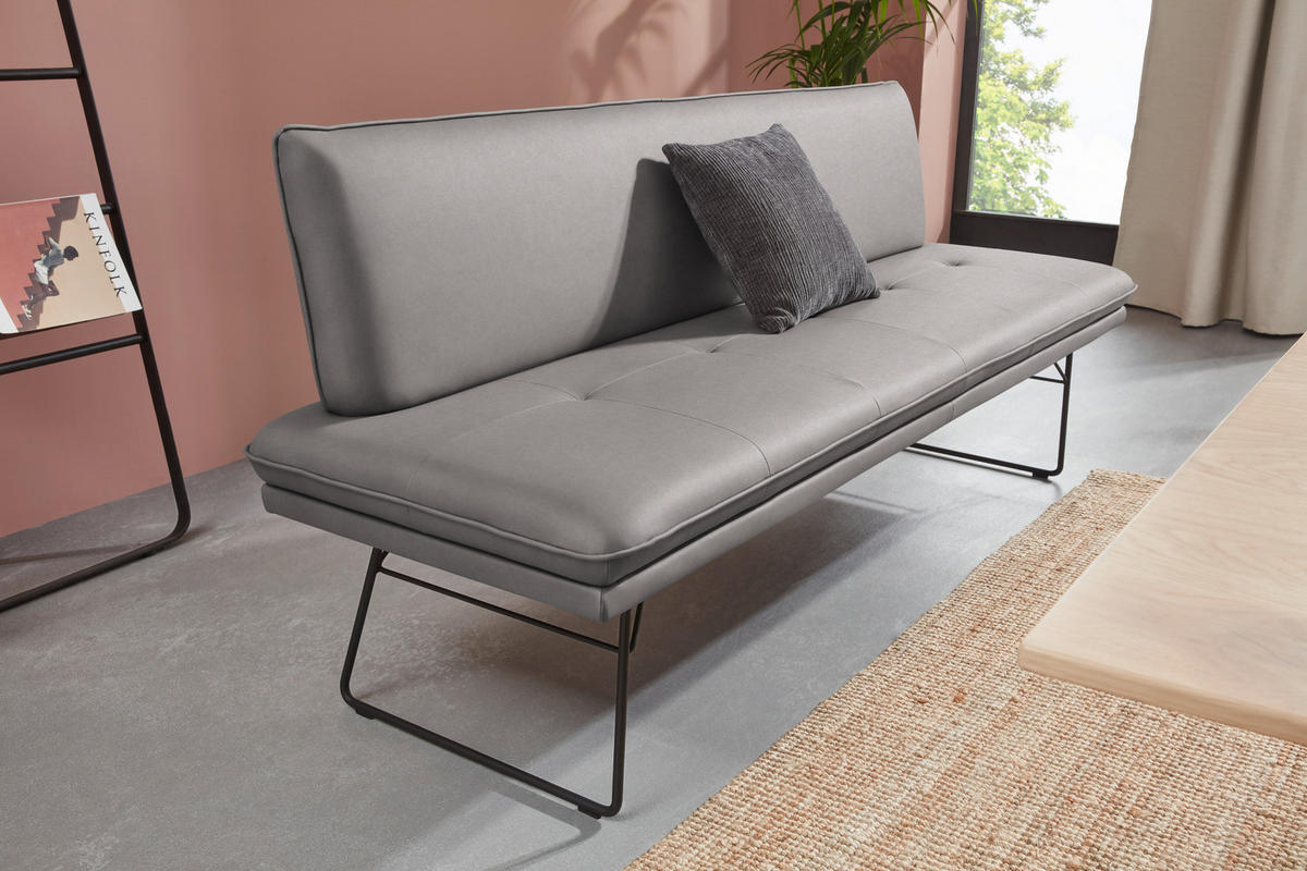 SITZBANK in Metall, Textil Grau, Schwarz  - Schwarz/Grau, Design, Textil/Metall (195/87/65cm) - Dieter Knoll