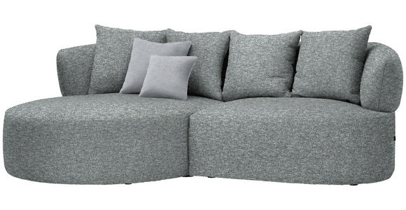 ECKSOFA in Flachgewebe Grau, Grün  - Schwarz/Grau, MODERN, Kunststoff/Textil (166/235cm) - Hom`in