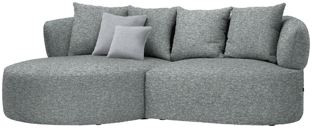 ECKSOFA in Flachgewebe Grau, Grün  166/235 cm  - Schwarz/Grau, MODERN, Kunststoff/Textil (166/235cm) - Hom`in