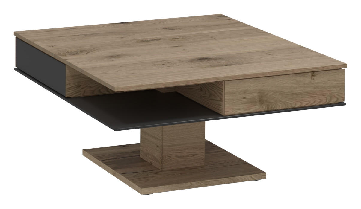 COUCHTISCH in Holz, Glas 90/90/46 cm  - Eichefarben/Anthrazit, Design, Glas/Holz (90/90/46cm) - Voglauer