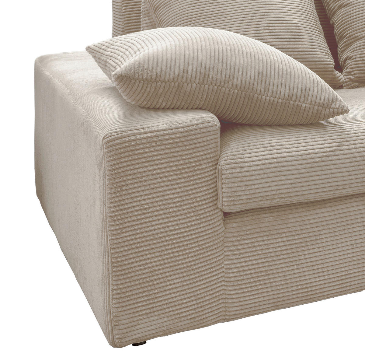 VIERSITZER-SOFA in Cord Beige  - Beige/Schwarz, Modern, Kunststoff/Textil (308/80/140cm) - Livetastic