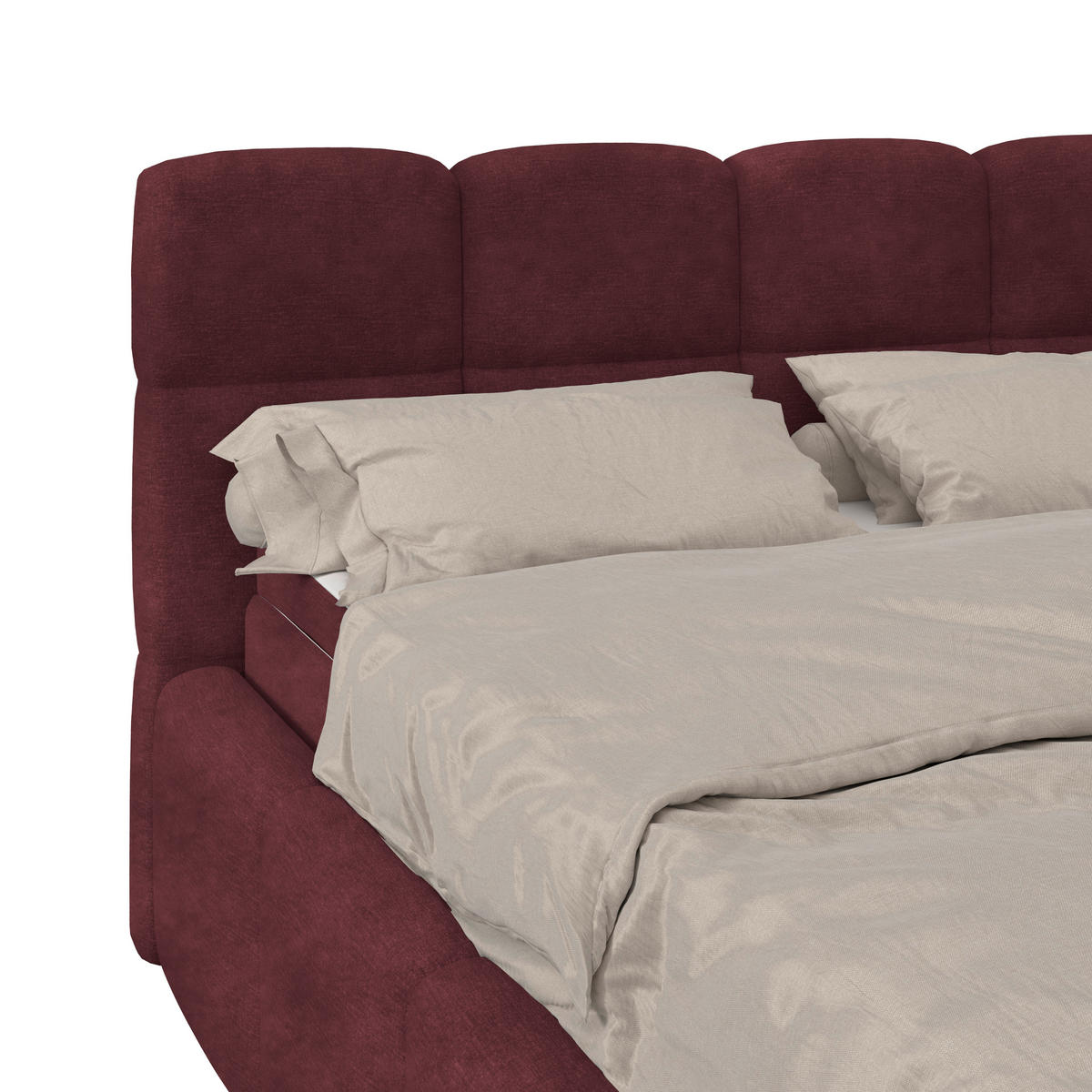 POLSTERBETT 140/200 cm,  in Bordeaux, Matratze, Bettkasten, H3 = fest  - Bordeaux/Schwarz, Trend, Kunststoff/Textil (140/200cm)