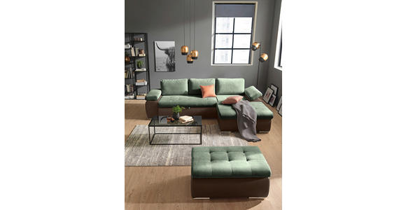 ECKSOFA in Flachgewebe Braun, Olivgrün 271/175 cm - Braun/Olivgrün, Design, Kunststoff/Textil (271/175cm) - Xora