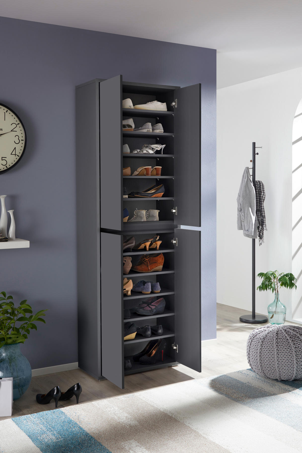 SCHUHSCHRANK Anthrazit  - Anthrazit, KONVENTIONELL, Holzwerkstoff/Kunststoff (70/210/34cm) - Xora