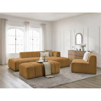 ECKSOFA Ottomane rechts  ANNECY Gelb Bouclé  - Gelb/Schwarz, MODERN, Kunststoff/Textil (262/170cm)
