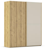 SCHWEBETÜRENSCHRANK 180/223/68 cm 2-türig Eichefarben, Champagner  - Champagner/Eichefarben, Design, Glas/Holz (180/223/68cm) - Novel