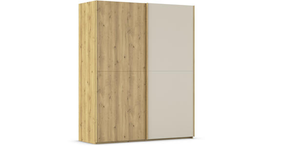 SCHWEBETÜRENSCHRANK 180/223/68 cm 2-türig Eichefarben, Champagner  - Champagner/Eichefarben, Design, Glas/Holz (180/223/68cm) - Novel