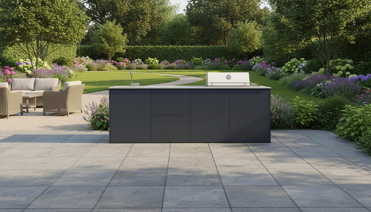 OUTDOORKÜCHE  - Sandfarben/Anthrazit, Basics, Keramik/Metall (262/117-123/63,3cm) - Dieter Knoll