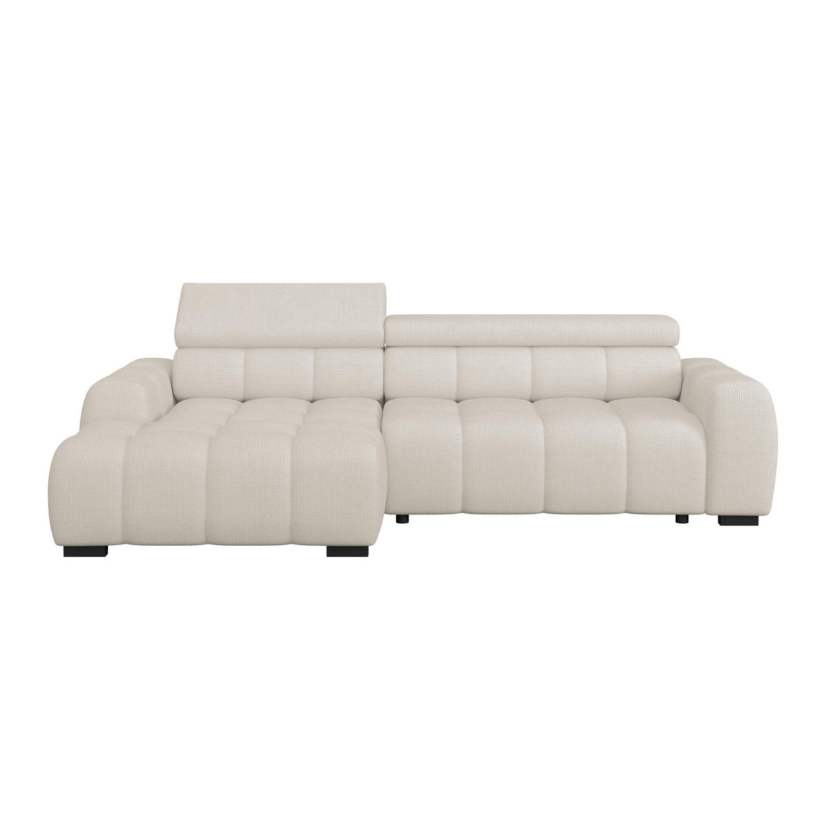 ECKSOFA Creme Webstoff  - Creme/Schwarz, Trend, Kunststoff/Textil (168/285cm) - Livetastic