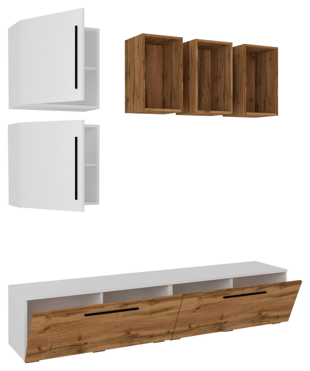 WOHNWAND  in Weiss, Honigeiche 190/200/40 cm  - Honigeiche/Weiss, Modern, Holzwerkstoff/Kunststoff (190/200/40cm) - MID.YOU