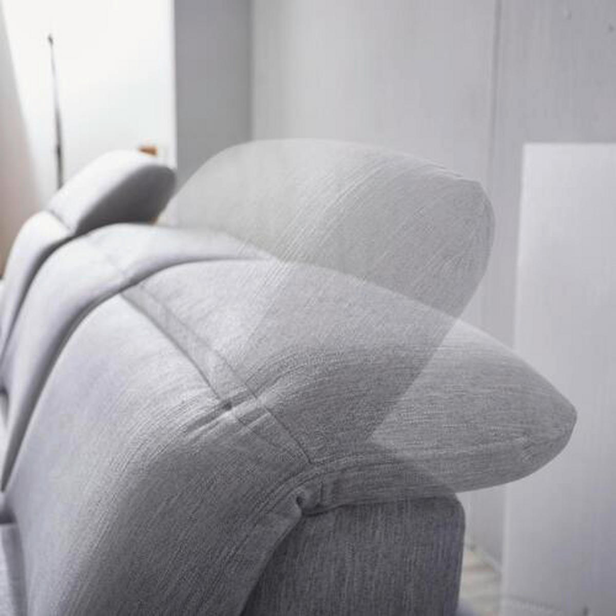 ECKSOFA inkl.Funktionen Hellgrau Webstoff  - Hellgrau/Schwarz, Design, Textil/Metall (289/180cm) - Stylife