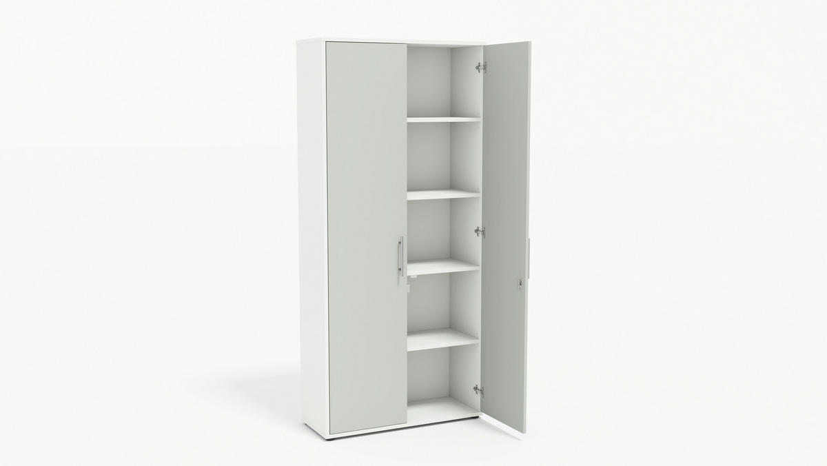 AKTENSCHRANK Weiß, Hellgrau  - Hellgrau/Weiß, MODERN, Holzwerkstoff (128,5/185,6/33cm) - MID.YOU