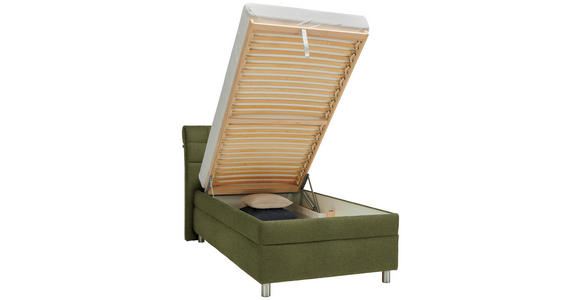 POLSTERBETT Matratze, Lattenrost Olivgrün 100/200 cm - Silberfarben/Weiß, KONVENTIONELL, Holz/Textil (100/200cm) - Esposa