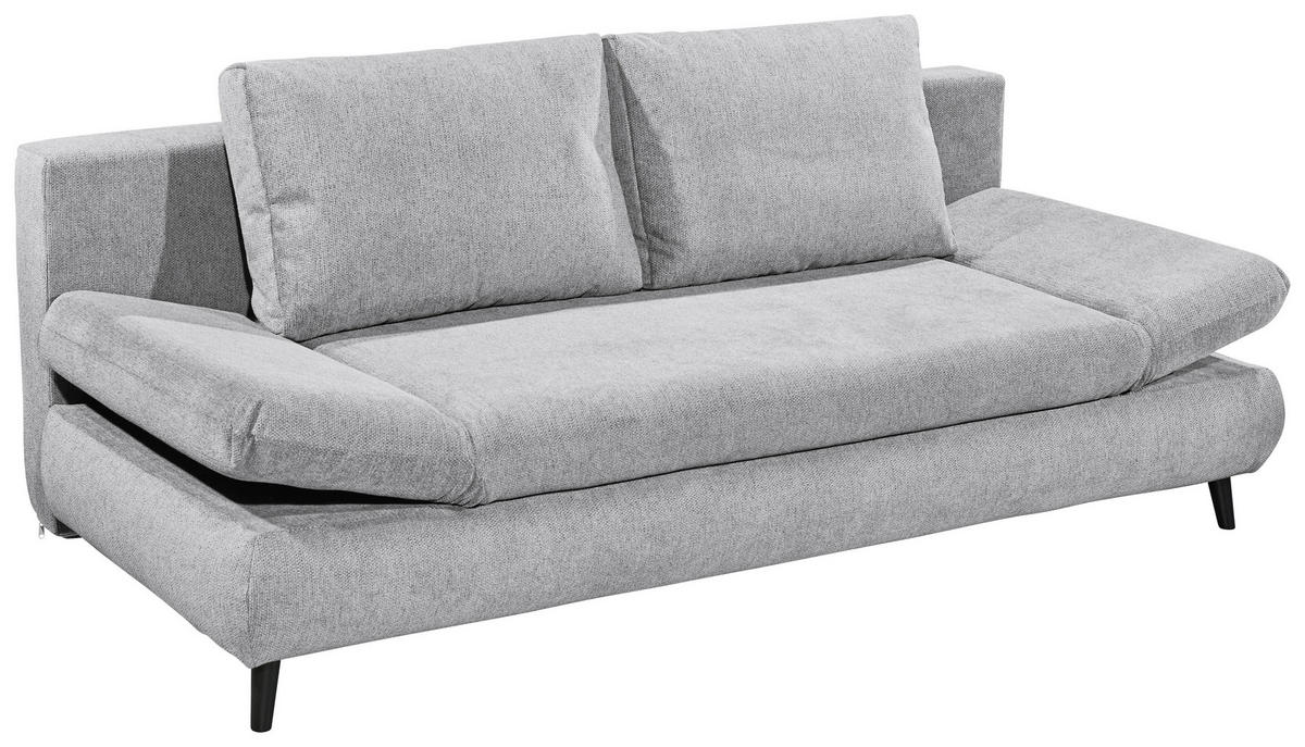 SCHLAFSOFA in Mikrofaser Hellgrau  - Hellgrau/Schwarz, Konventionell, Holzwerkstoff/Kunststoff (212/88/101cm) - MID.YOU