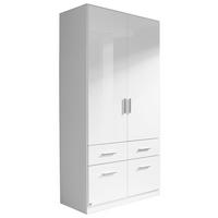 DREHTÜRENSCHRANK in Weiss, Weiss Hochglanz  - Weiss Hochglanz/Weiss, Design, Holzwerkstoff/Kunststoff (91/197/54cm) - Carryhome