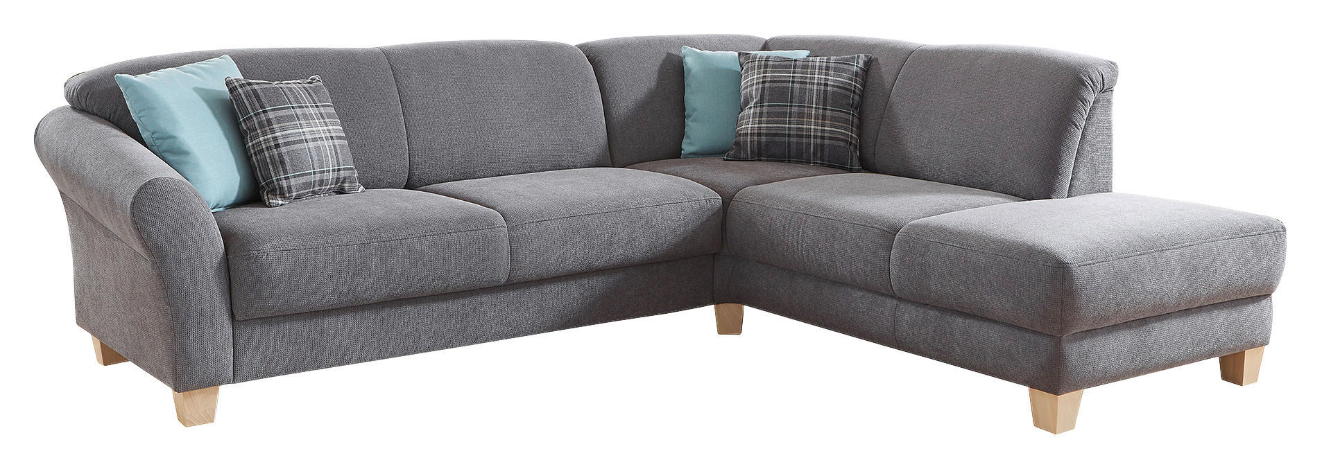 ECKSOFA Grau Flachgewebe  - Naturfarben/Grau, KONVENTIONELL, Holz/Textil (257/212cm) - Sit & More