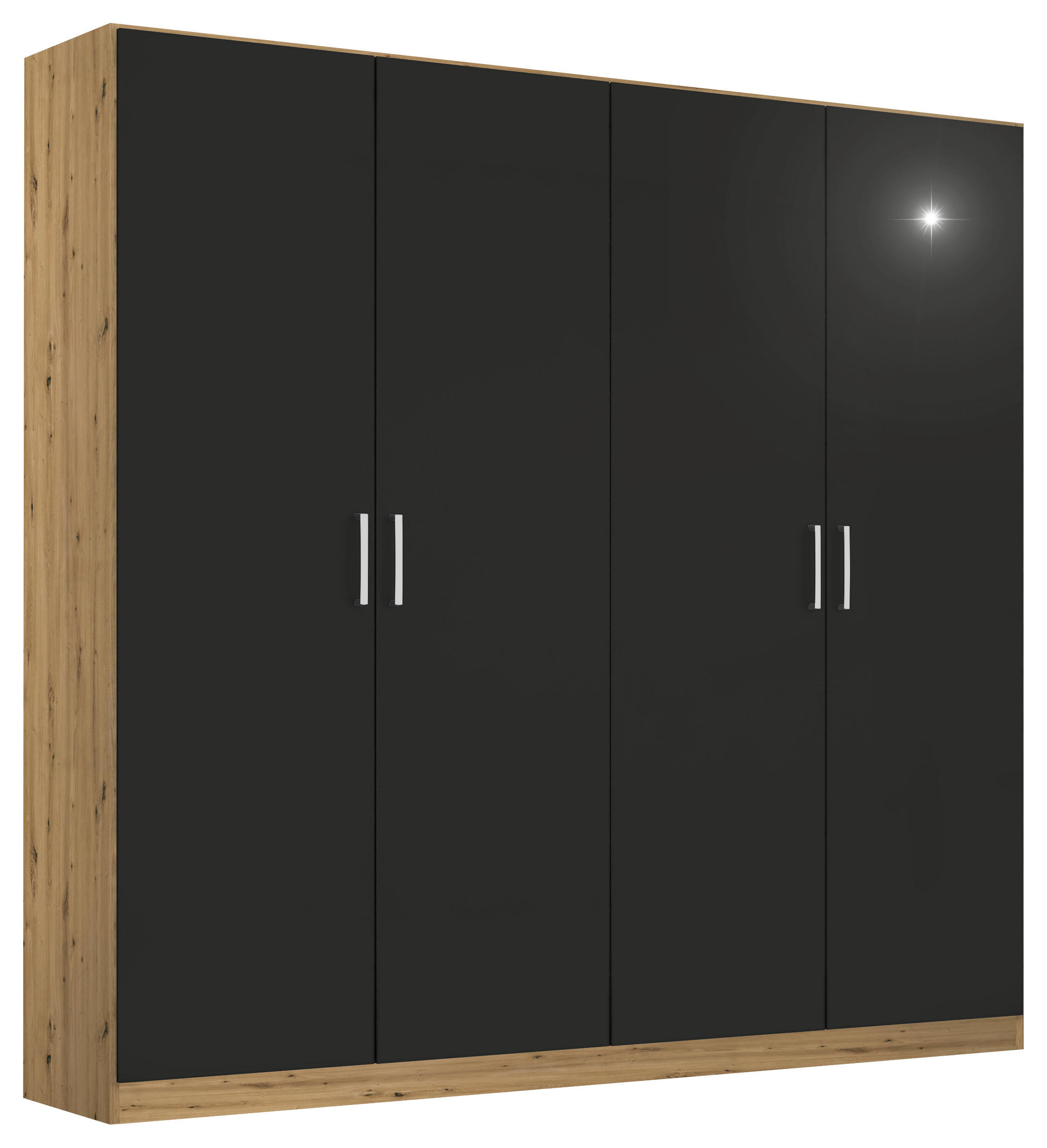 DREHTÜRENSCHRANK  in Eiche Artisan, Grau  - Chromfarben/Eiche Artisan, MODERN, Holzwerkstoff/Kunststoff (181/197/54cm) - Rauch Möbel