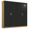 DREHTÜRENSCHRANK 181/210/54 cm 4-türig Eiche Artisan, Grau  - Chromfarben/Eiche Artisan, MODERN, Holzwerkstoff/Kunststoff (181/210/54cm) - Rauch Möbel