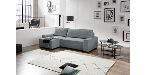 ECKSOFA in Cord, Webstoff Dunkelgrau  - Dunkelgrau/Schwarz, MODERN, Holz/Textil (157/265cm) - Carryhome