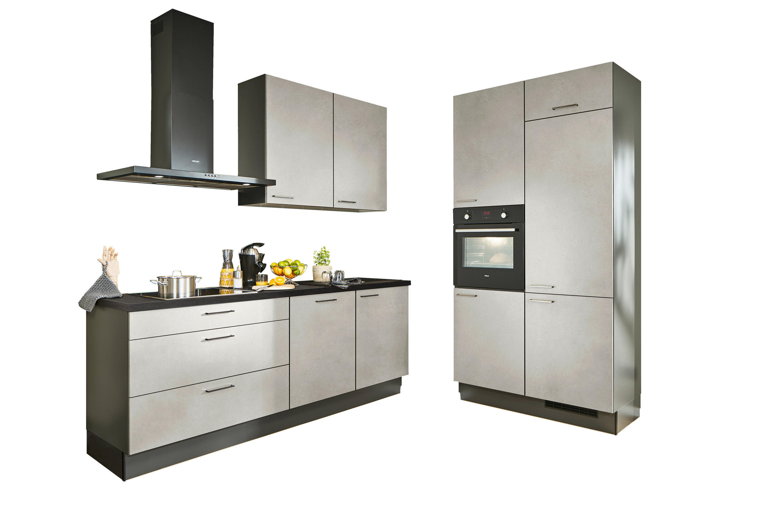ECKKÜCHE 220/120 cm  in Graphitfarben, Schwarz, Sandfarben  - Sandfarben/Chromfarben, Design, Holzwerkstoff/Metall (220/120cm) - Xora