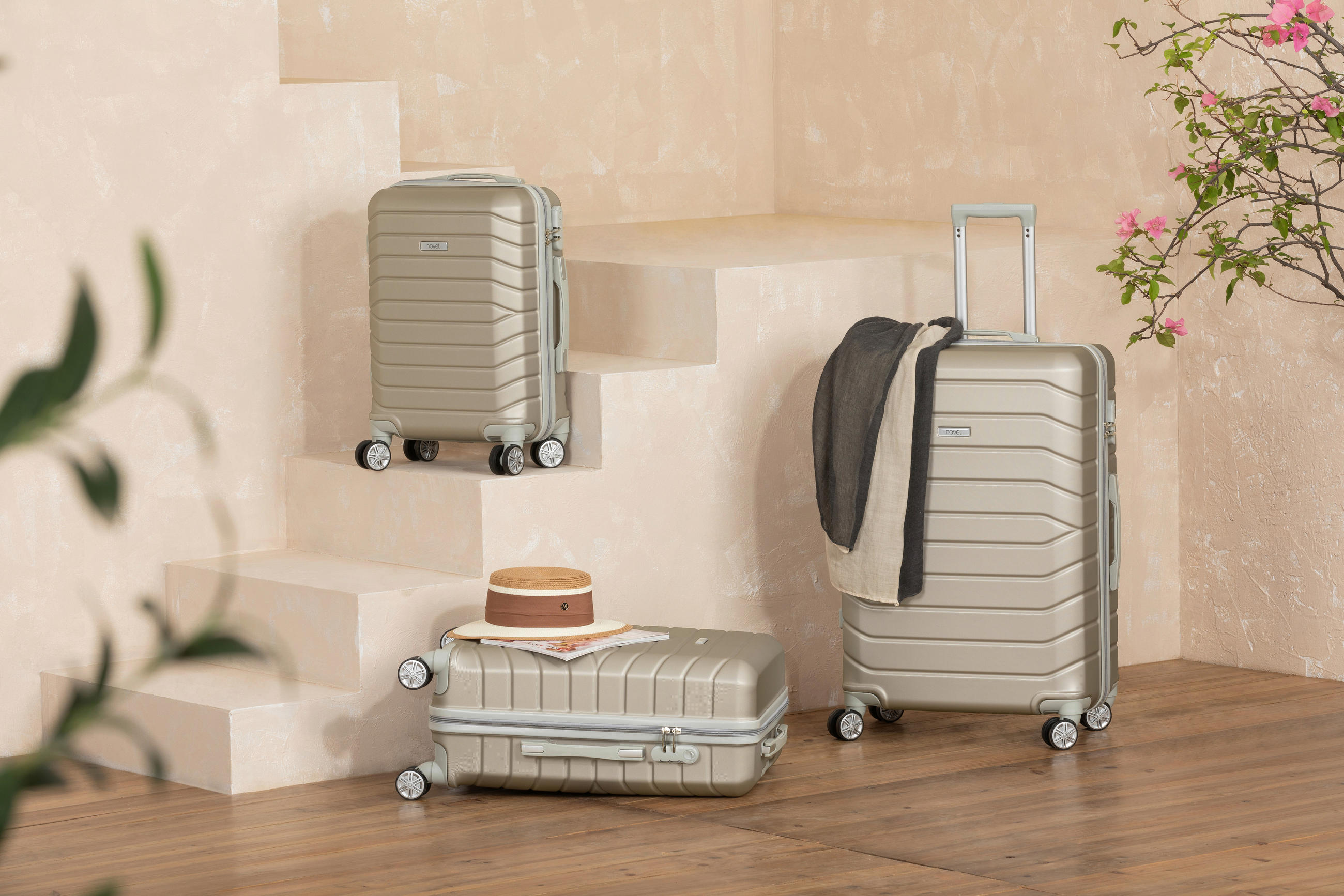 REISEKOFFERSET Champagner 3-teilig  - Champagner, Trend, Kunststoff/Textil - Novel