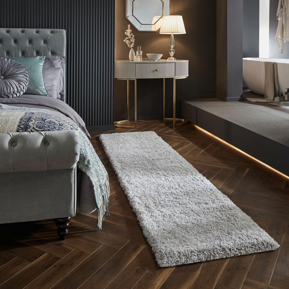 SHAGGY 60/230 cm Flair Rugs Grau, Hellgrau  - Hellgrau/Grau, Basics, Textil (60/230cm) - Xora