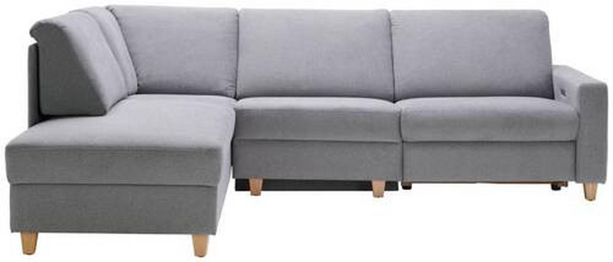 ECKSOFA in Flachgewebe Grau  203/261 cm  - Eichefarben/Grau, KONVENTIONELL, Holz/Textil (203/261cm) - Sedda
