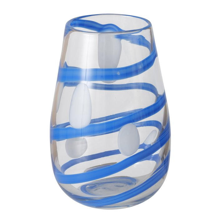 VAS 12 cm  - vit/blå, Trend, glas (22cm)