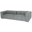 BIGSOFA  in Flachgewebe, Leinenoptik Silberfarben  - Silberfarben/Schwarz, Design, Textil/Metall (262/66/113cm) - Belluti