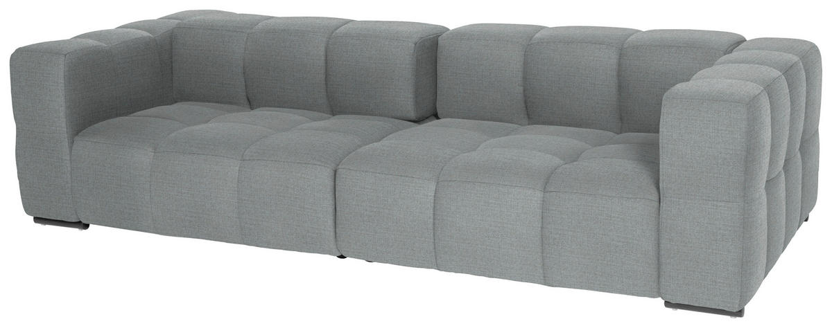 BIGSOFA  in Flachgewebe, Leinenoptik Silberfarben  - Silberfarben/Schwarz, Design, Textil/Metall (262/66/113cm) - Belluti