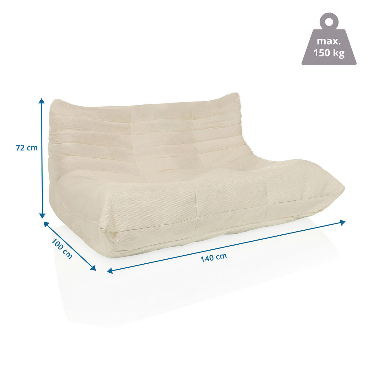 LOUNGESESSEL Cord Beige    - Beige, MODERN, Textil (140/72/100cm) - MID.YOU