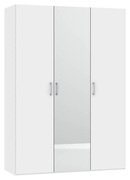 DREHTÜRENSCHRANK 152/215/59 cm 3-türig Weiß  - Chromfarben/Weiß, Design, Glas/Holzwerkstoff (152/215/59cm) - Boxxx