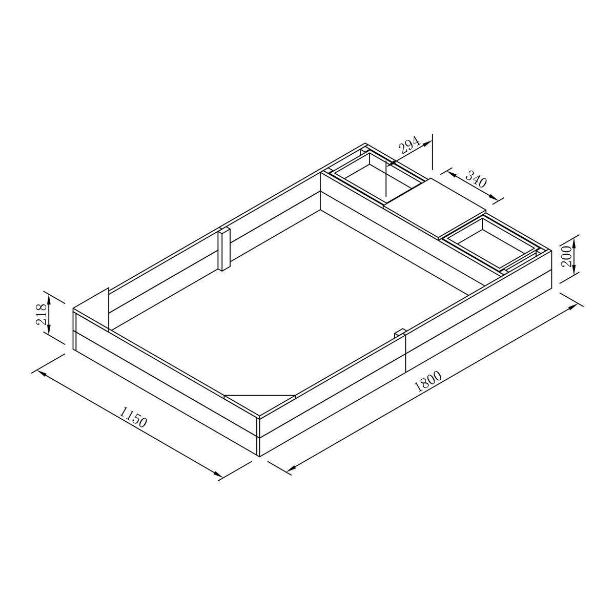 SANDKASTEN  - Braun/Grau, KONVENTIONELL, Holz (115/21,8/180cm) - Ambia Garden