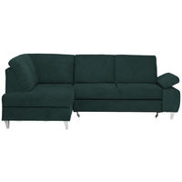 ECKSOFA in Flachgewebe Dunkelgrün  - Dunkelgrün/Silberfarben, Konventionell, Holz/Textil (186/255cm) - Cantus