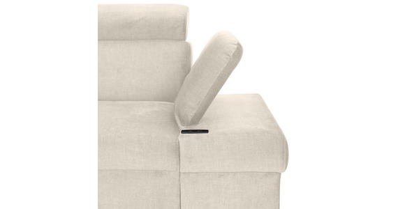 ECKSOFA Greige Flachgewebe Rücken echt, Kopfteilverstellung, Sitzvorzug  - Greige/Schwarz, MODERN, Textil/Metall (210/258cm) - Landscape