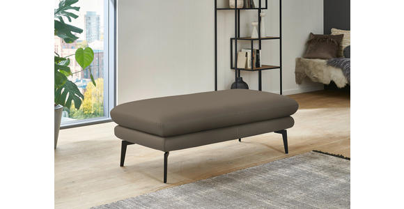 ECKSOFA in Echtleder Greige 310/180 cm - Greige/Schwarz, Design, Leder/Metall (310/180cm) - Dieter Knoll