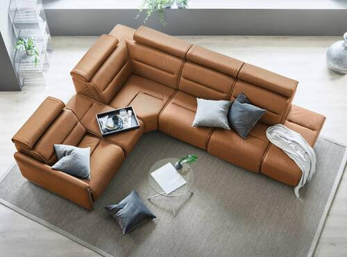 ECKSOFA in Echtleder Cognac  - Chromfarben/Cognac, Natur, Leder/Metall (184/248cm) - Stressless