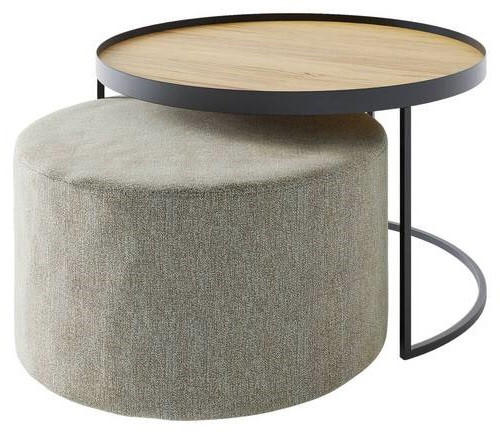 COUCHTISCHSET in Holz 50/50/39 cm  - Eichefarben/Beige, Design, Holz/Textil (50/50/39cm) - Novel