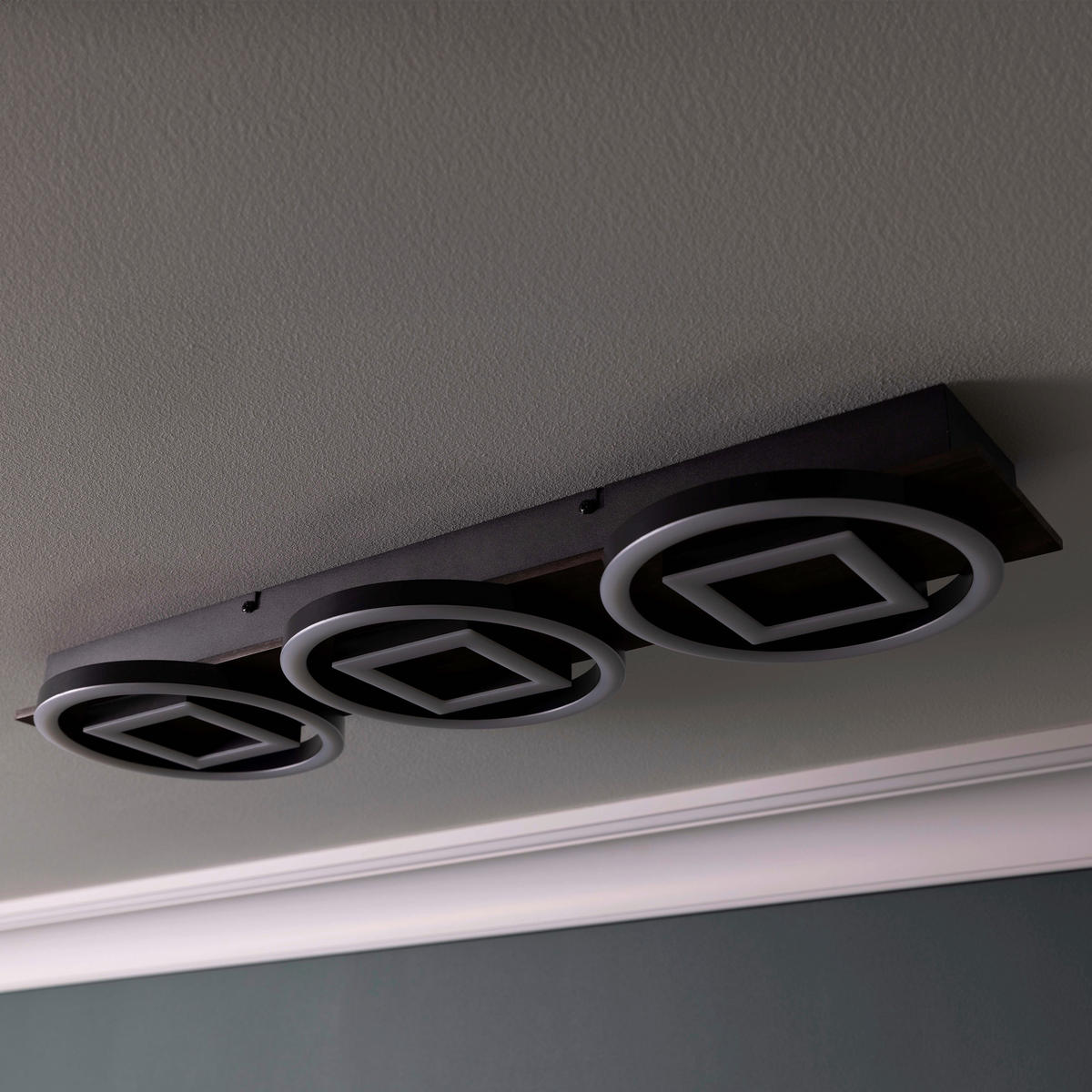 LED-DECKENLEUCHTE    67/6,5/20 cm  - Eiche dunkel/Schwarz, Design, Holz/Kunststoff (67/6,5/20cm) - Brilliant