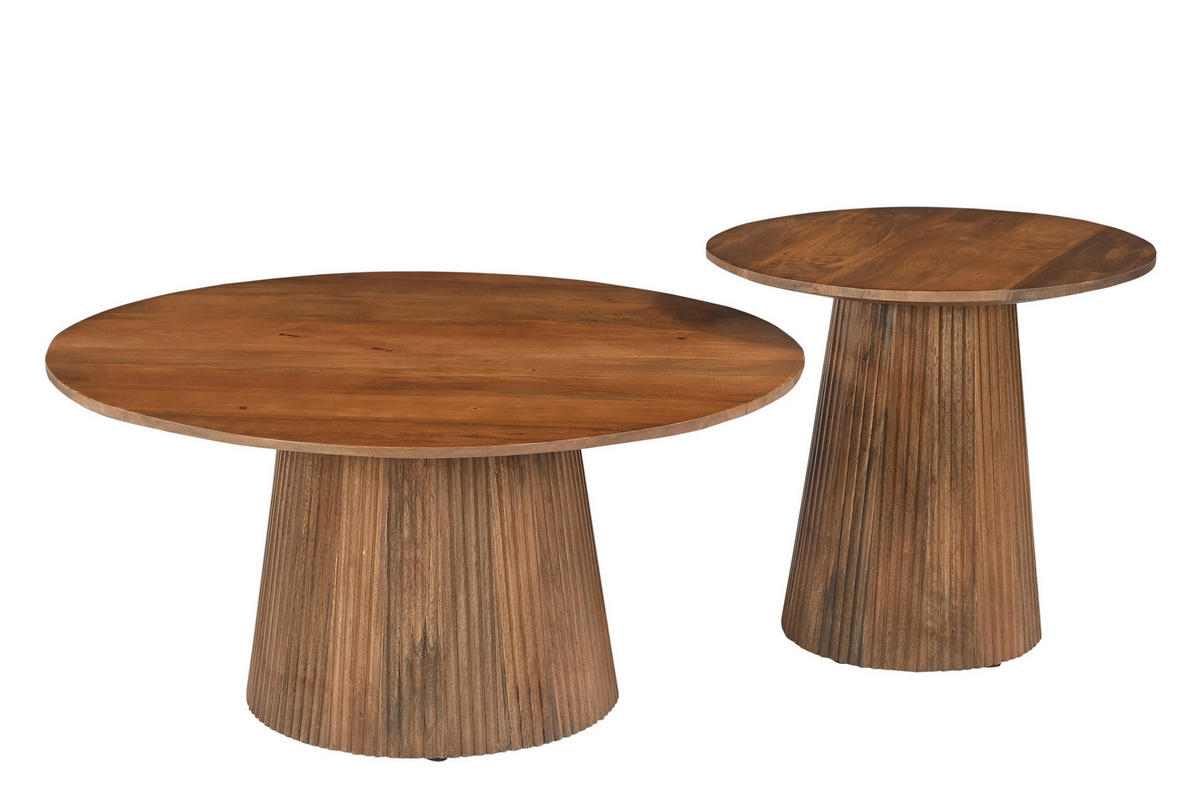 BEISTELLTISCH 50/50/46 cm Mangoholz massiv Naturfarben rund  - Naturfarben, Design, Holz (50/50/46cm) - MID.YOU