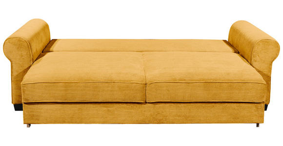 SCHLAFSOFA Cord Gelb  - Gelb/Schwarz, KONVENTIONELL, Kunststoff/Textil (247/95/125cm) - Hom`in