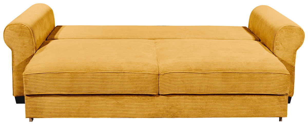 SCHLAFSOFA Cord Gelb  - Gelb/Schwarz, KONVENTIONELL, Kunststoff/Textil (247/95/125cm) - Hom`in