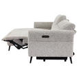 ECKSOFA  in Webstoff Grau Rücken echt, Armteilverstellung, Relaxfunktion  156/220 cm  - Schwarz/Grau, Design, Textil/Metall (156/220cm) - Carryhome
