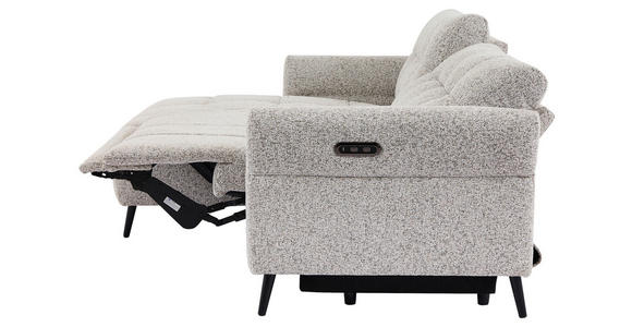 ECKSOFA  in Webstoff Grau Rücken echt, Armteilverstellung, Relaxfunktion  156/220 cm  - Schwarz/Grau, Design, Textil/Metall (156/220cm) - Carryhome